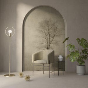 Misty Tree Landscape, Arch Sticker, Peel and Stick Wallpaper, Arch Wall Decal, Art Decor, Abstract Interior decal, Headboard, Self Adhesive