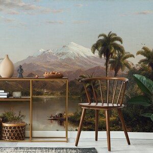 Mountains landscape wallpaper, wall mural, scenic wallpaper | Peel and Stick (Self Adhesive) or Non Adhesive Vinyl Paper