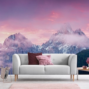 Rocky mountains sunset, self adhesive, peel and stick wall mural