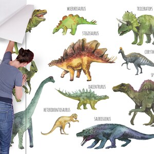 Watercolor Dinosaur Wallpaper, Peel and Stick Wall Mural image 4