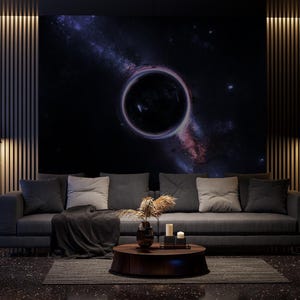Abstract space wallpaper, Black hole wall mural, wall decor, removable | Peel and Stick (Self Adhesive) or Non Adhesive Vinyl Paper