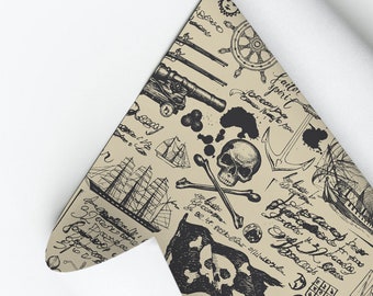 Pirate Ship Wallpaper, Skull & Flag Design, Peel and Stick