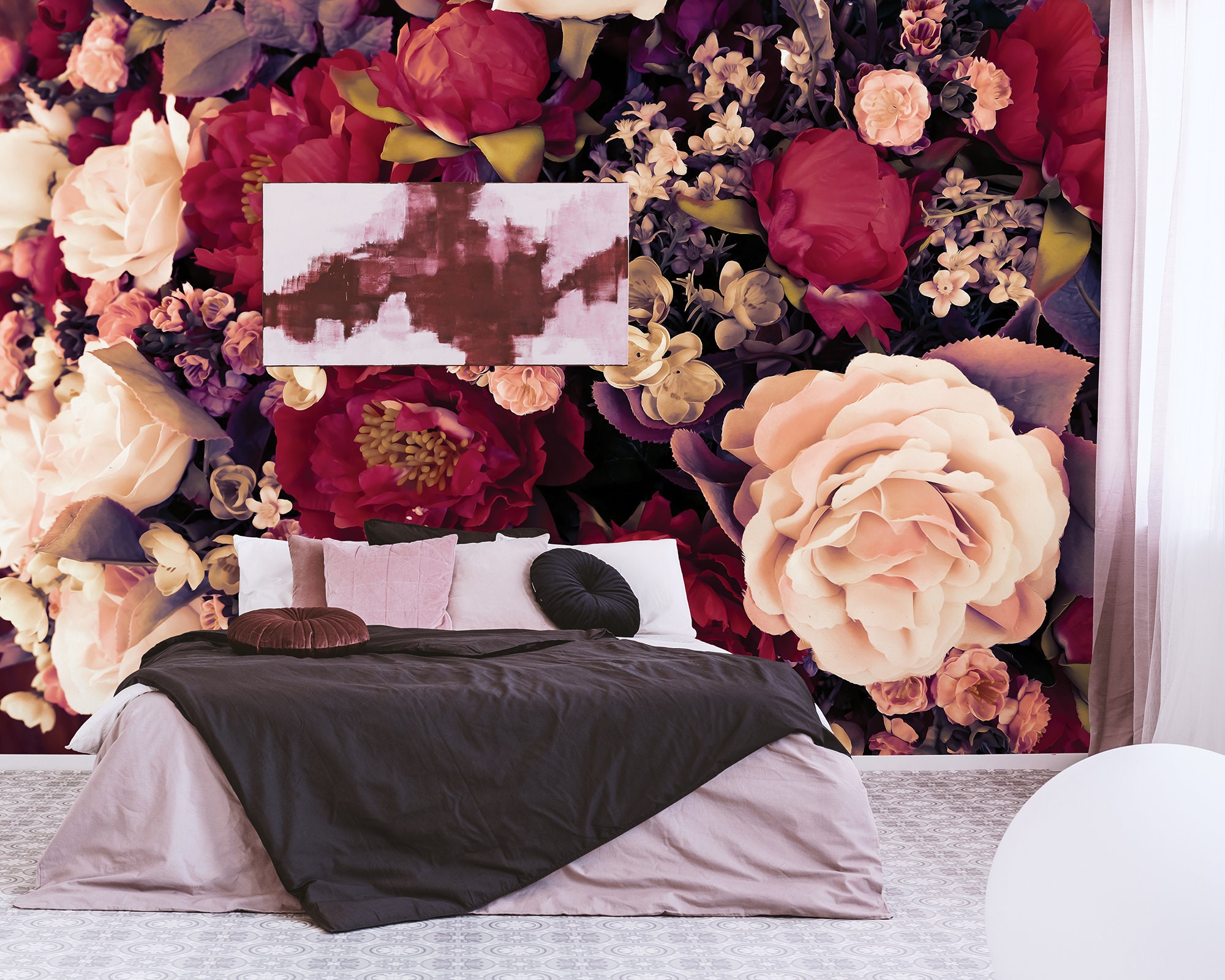 Elegant Artificial Roses Wallpaper, Self Adhesive, Peel and Stick Wall ...