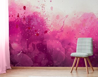 Tapete mit rosa Farben, selbstklebend, schälen und aufkleben, florales Wandbild