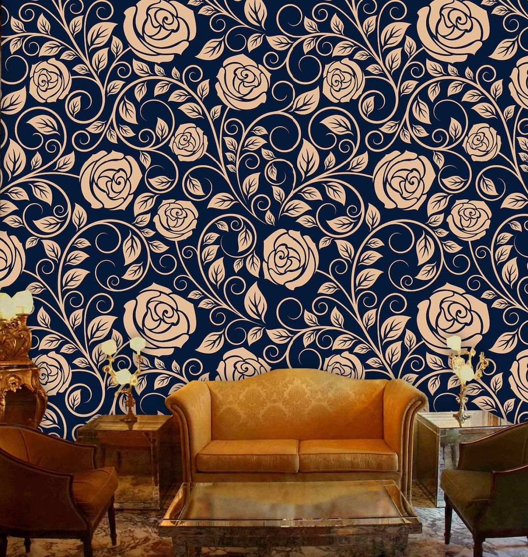 Gold Rose Wallpaper,wall Decal,removable Peel and Stick Wallpaper