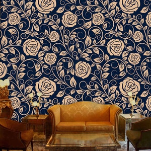 Non metallic rose wallpaper,wall decal,removable peel and stick wallpaper,clipart,wall decor,sticker, print painting, pressed flowers
