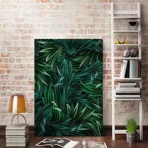 Vector green exotic grass Canvas Print, Botanical print, Modern Wall Decor, FOR SELF ASSEMBLY
