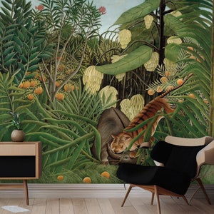 Henri Rousseau’s Tropical Wallpaper With Wild Animals Peel and Stick