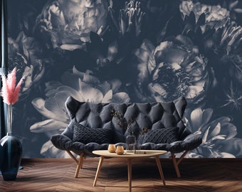 Dark Floral Wallpaper | Vintage Peel and Stick Wall Mural