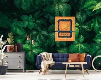 Dark Green Leaves Wallpaper | Peel and Stick Removable Wall Mural