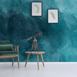Astrazione dell'acquerello blu verde acqua, murale da staccare e incollare