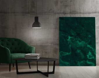 Lienzo abstracto verde oscuro, decoración de pared moderna, para armar.