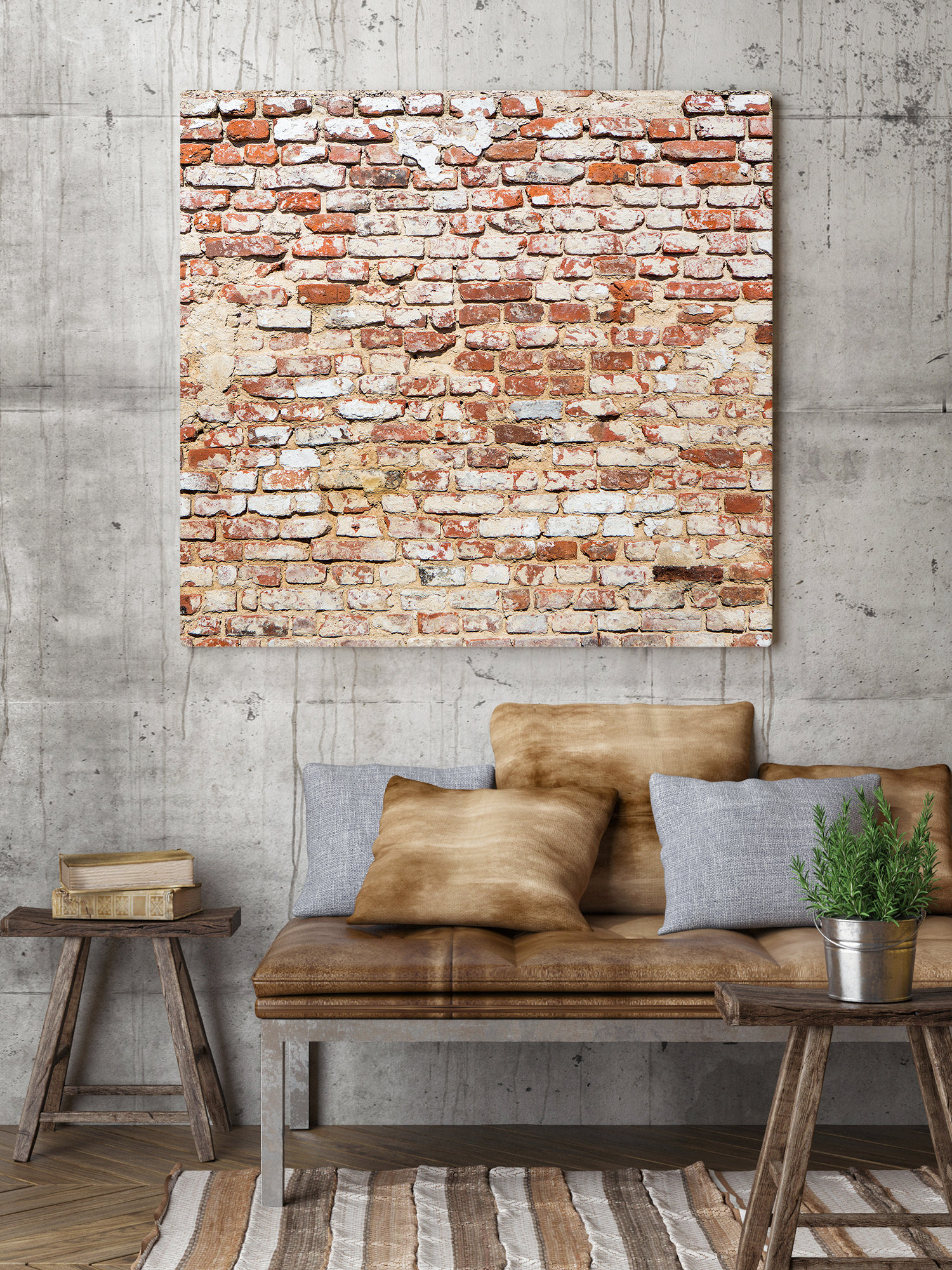 Red Brick Wall Canvas Print Modern Wall Decor Canvas Art Etsy