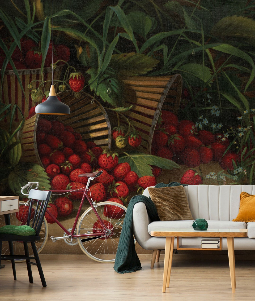 Vintage Strawberry Painting Wallpaper | Peel and Stick Vinyl - Etsy UK