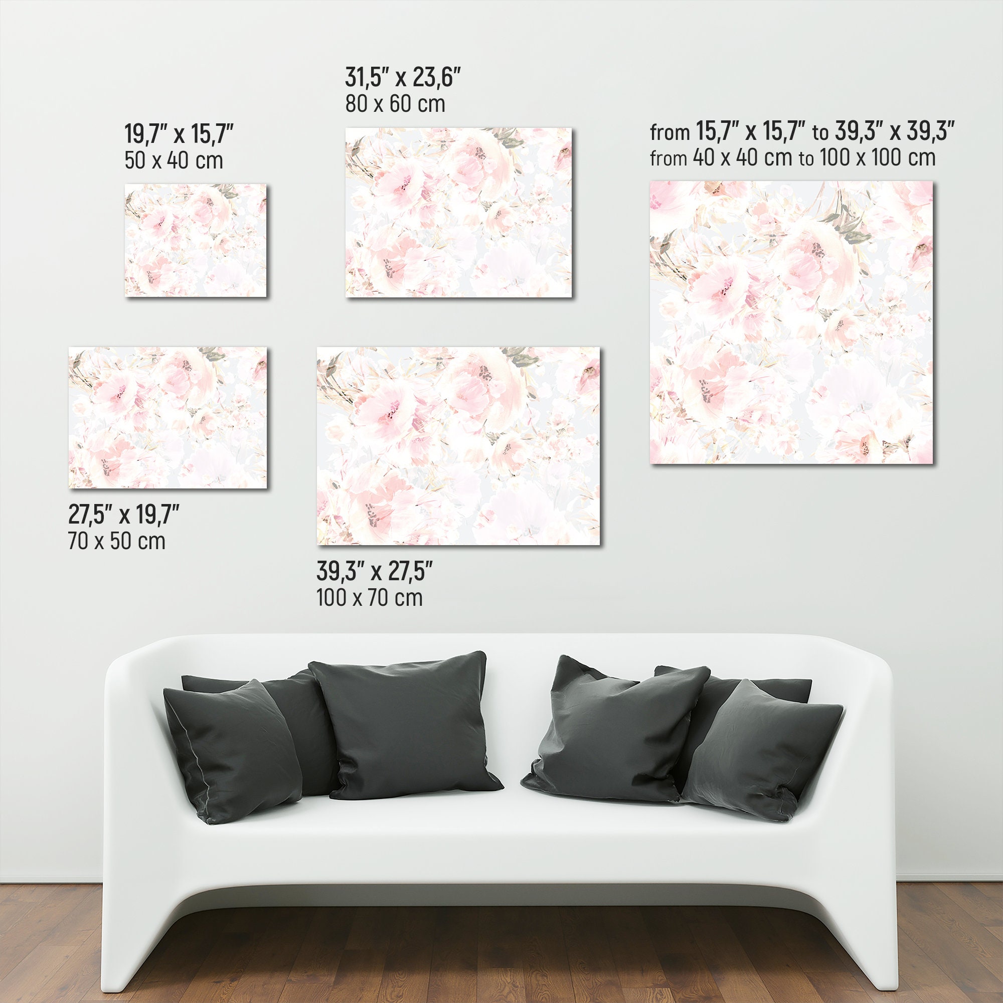 Pastel Pink Watercolor Flowers Canvas Print Botanical Print | Etsy