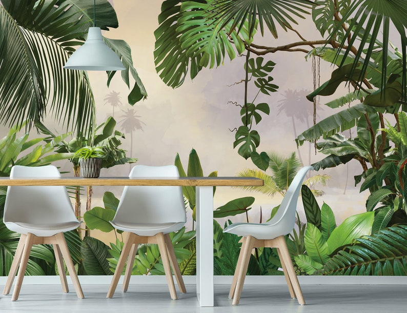 Green Tropics Self Adhesive Wallpaper Peel and Stick Etsy