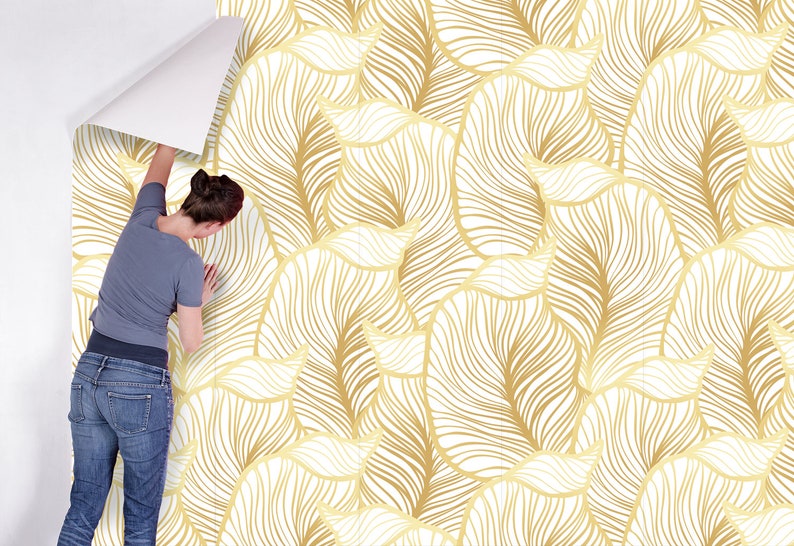 Leaf Wallpaper Print Painting Home Decor Wall Decal Etsy