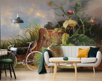Floral Landscape Wall Mural, Peel and Stick Wallpaper