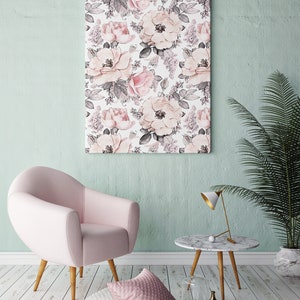 Hell rosa Rosen, Druck auf Leinwand, Botanischer Druck, Moderne Wanddekoration, Leinwand Kunst, ZUR SELBSTMONTAGE