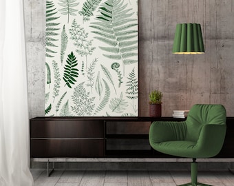 Green Fern Leaf Canvas Print, Botanical Wall Decor (FOR SELF ASSEMBLY)