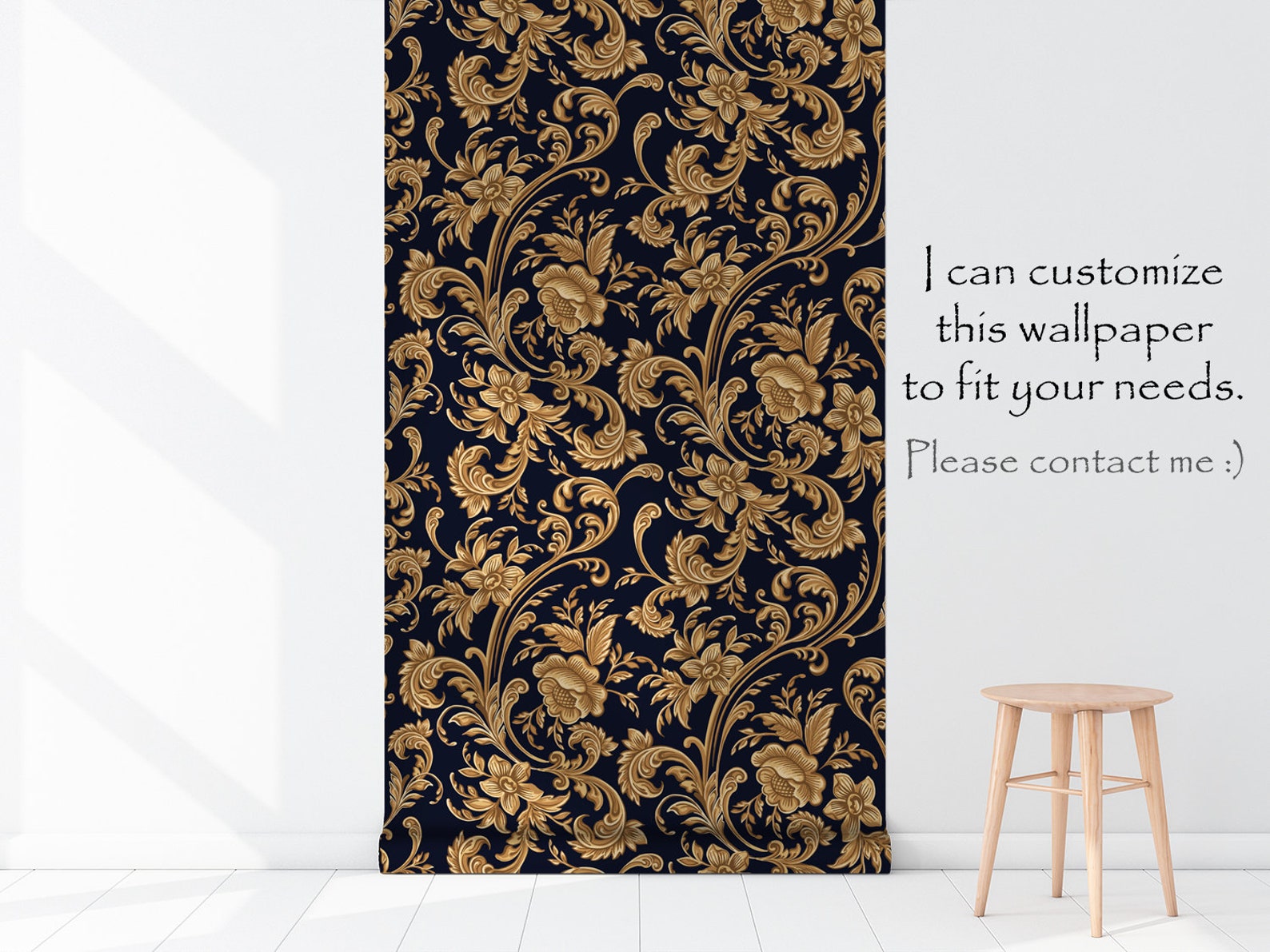 Vintage Wallpaper Roll Gold Pattern Wallpaper Home Decor Etsy