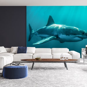 Shark Wallpaper Mural, Sea Life Wallpaper Self-adhesive, Removable ...