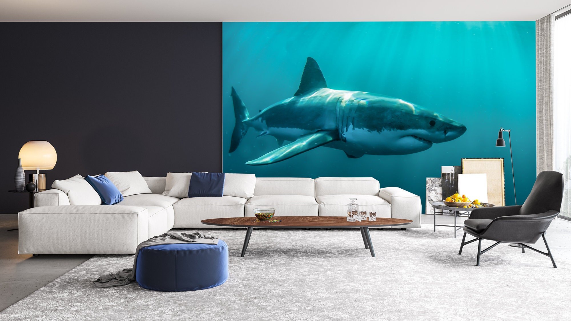 Shark Wallpaper Mural Sea Life Wallpaper Self-adhesive - Etsy