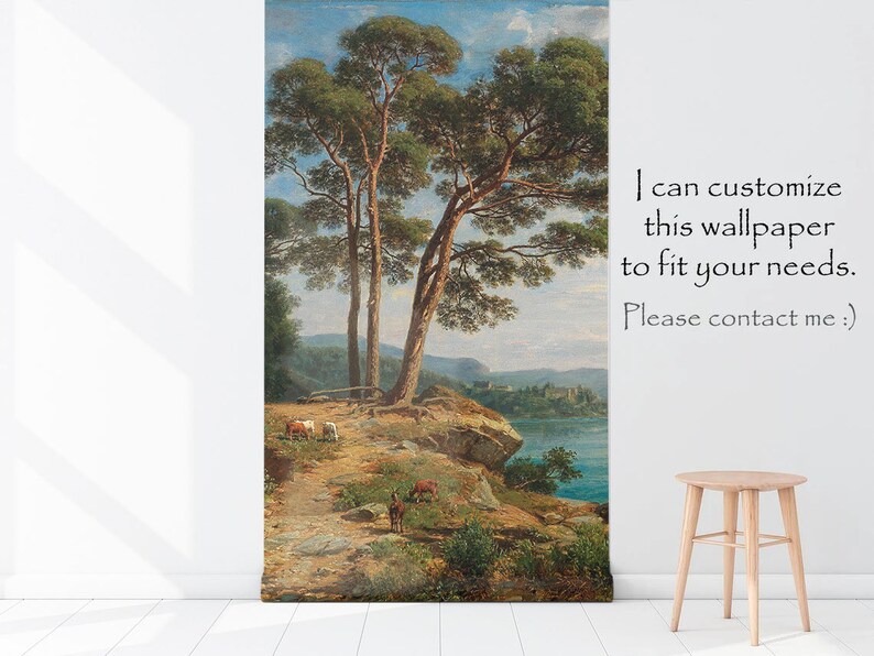 Vintage Scenic Lake Wallpaper | Peel and Stick Vinyl - Etsy