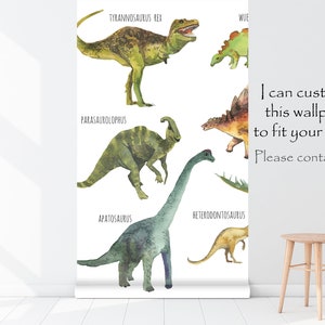 Watercolor Dinosaur Wallpaper, Peel and Stick Wall Mural image 5