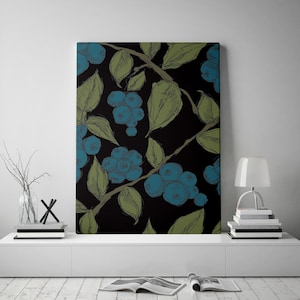 American blueberry sketchy style, Canvas Print, Botanical Print, Modern Wall Decor, Canvas Art, FOR SELF ASSEMBLY