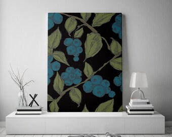 American blueberry sketchy style, Canvas Print, Botanical Print, Modern Wall Decor, Canvas Art, FOR SELF ASSEMBLY