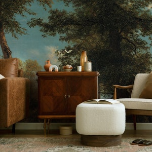 Vintage Tree Landscape Wallpaper, Old Baroque Painting | Peel and Stick (Self Adhesive) or Non Adhesive Vinyl Paper
