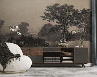 Vintage Landscape Wallpaper, Peel and Stick Vinyl Wall Art