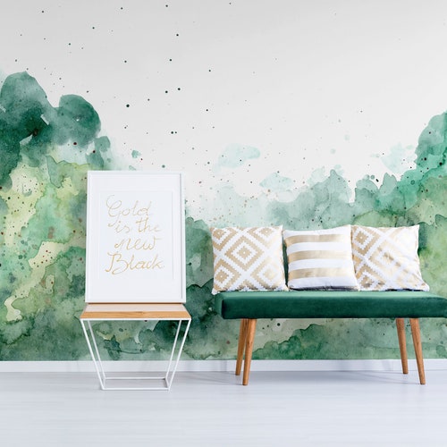 Peel and Stick Dark Green Wall Mural Wallpaper Abstract Art - Etsy