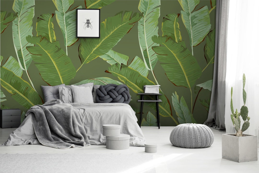Tropical Banana Leaf Wallpaper, Peel and Stick Wall Mural - Etsy