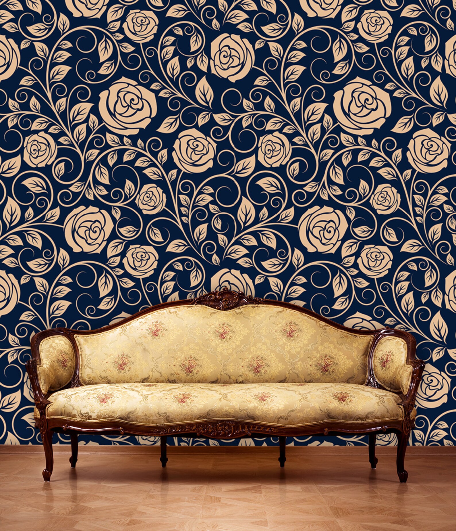 Gold Rose Wallpaperwall Decalremovable Peel and Stick - Etsy