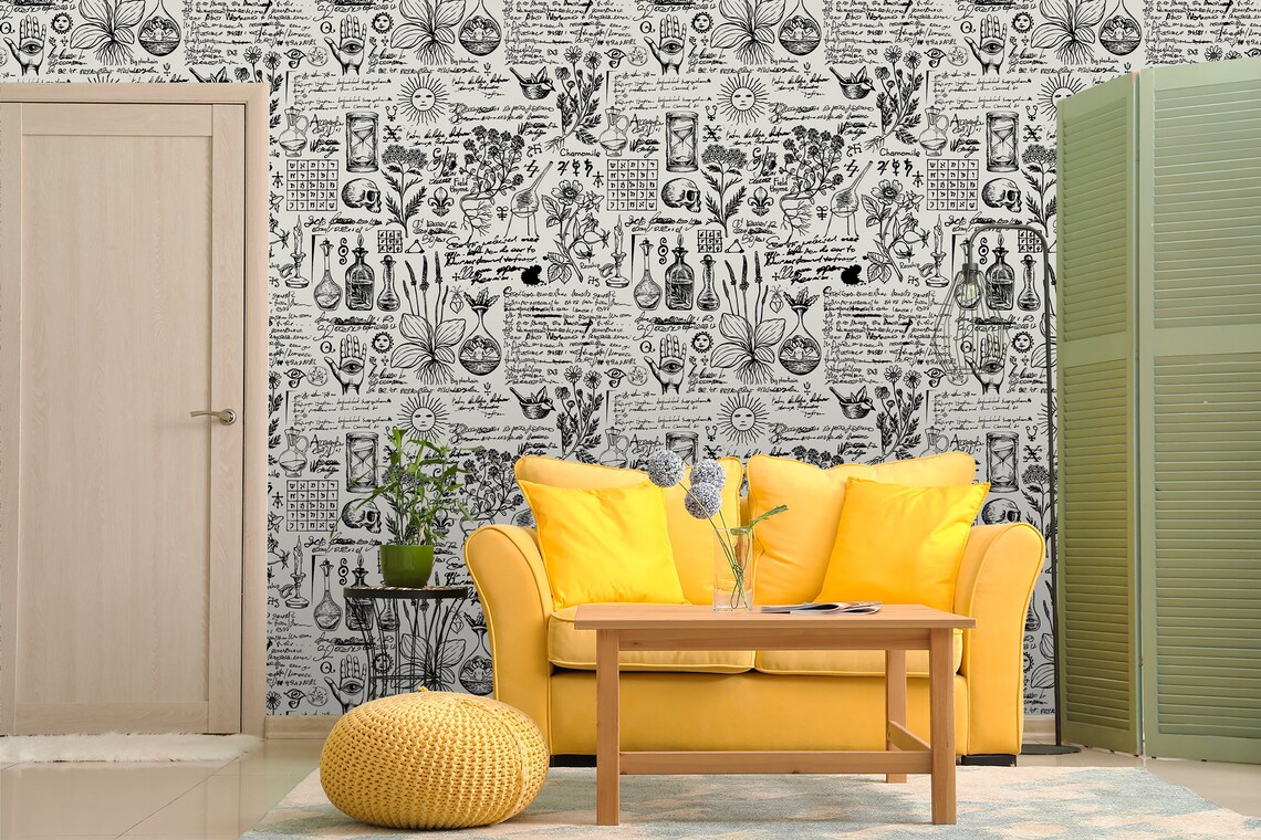 Retro Style Medicine Wallpaper With Unreadable Notes | Etsy