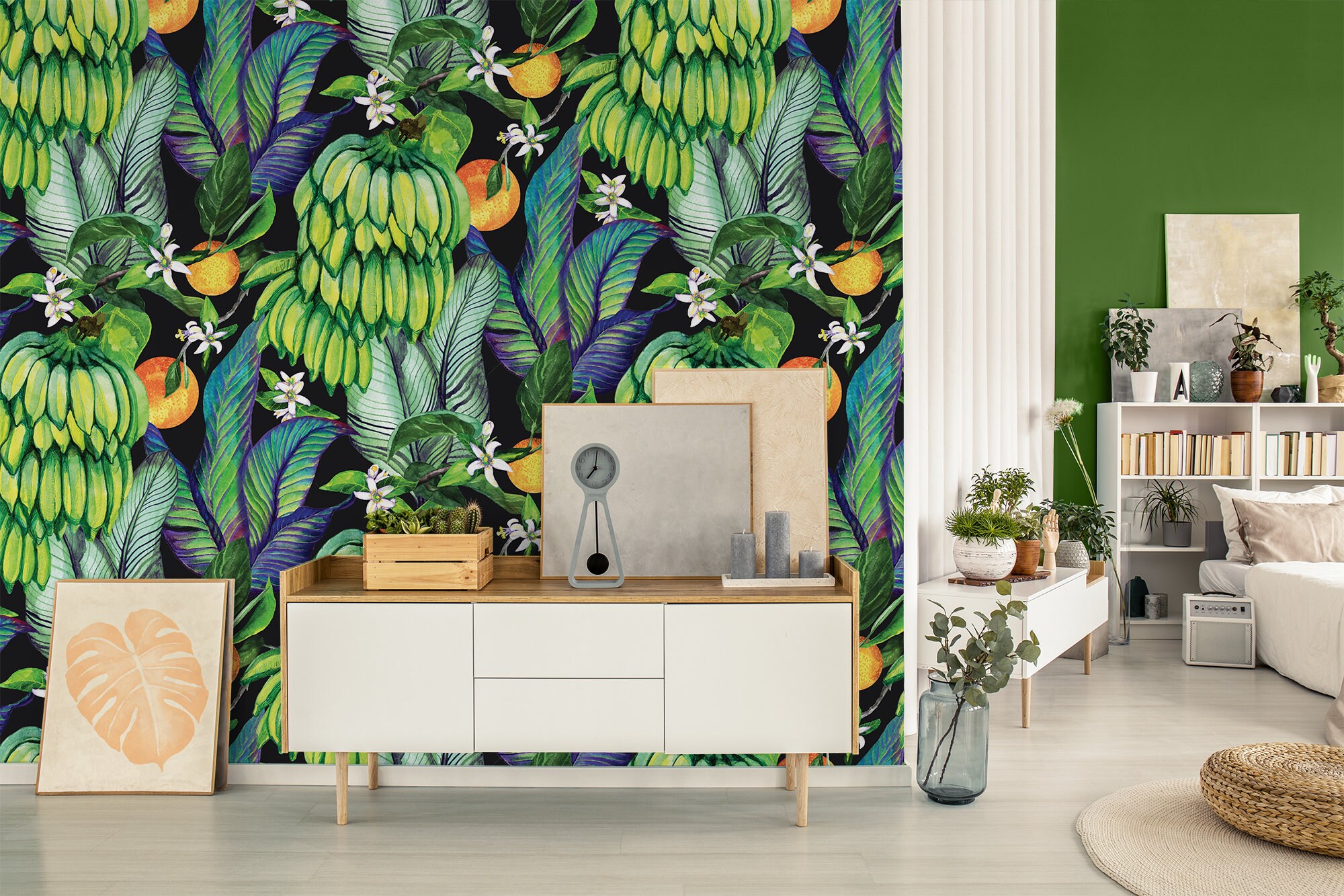 Watercolor Tropical Fruit Wallpaper, Peel and Stick Wall Mural - Etsy