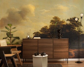 Vintage Landscape Wallpaper Mural, Scenic Peel and Stick Vinyl