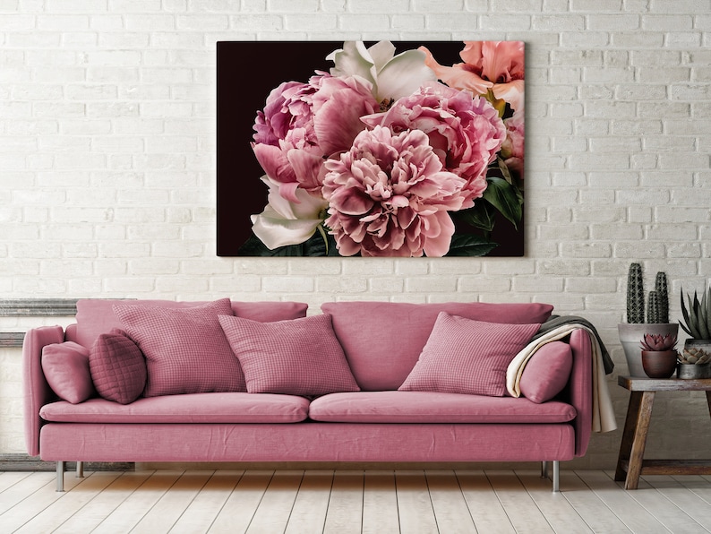 Pink Peony Canvas Print, Botanical Wall Decor (for Self Assembly) - Etsy