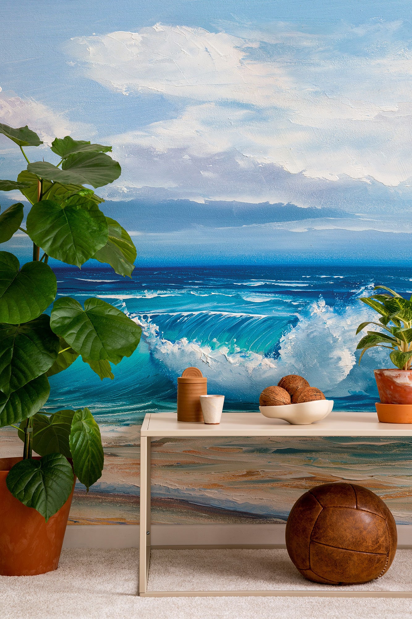 Wallpaper With Beach and Sea Waves, Self Adhesive, Peel and Stick Wall ...