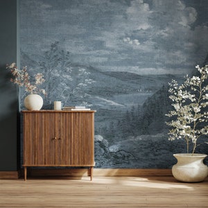 青い風景の壁紙、風景の壁画 | 剥がして貼る（粘着式）または非粘着性ビニール紙