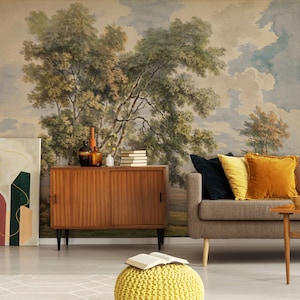 Tree landscape wallpaper, wall mural, scenic wallpaper | Peel and Stick (Self Adhesive) or Non Adhesive Vinyl Paper