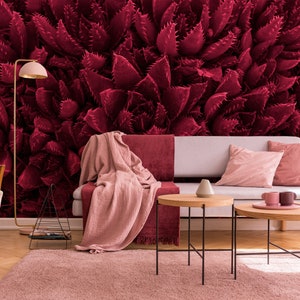 Exotische Kaktus magenta tropische Blätter-Tapete | Schälen und aufkleben (selbstklebend) oder nicht klebendes Vinylpapier