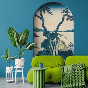 Vintage Landscape, Arch Sticker, Peel and Stick Wallpaper, Arch Wall Decal, Art Decor, Abstract Interior decal, Headboard, Self Adhesive
