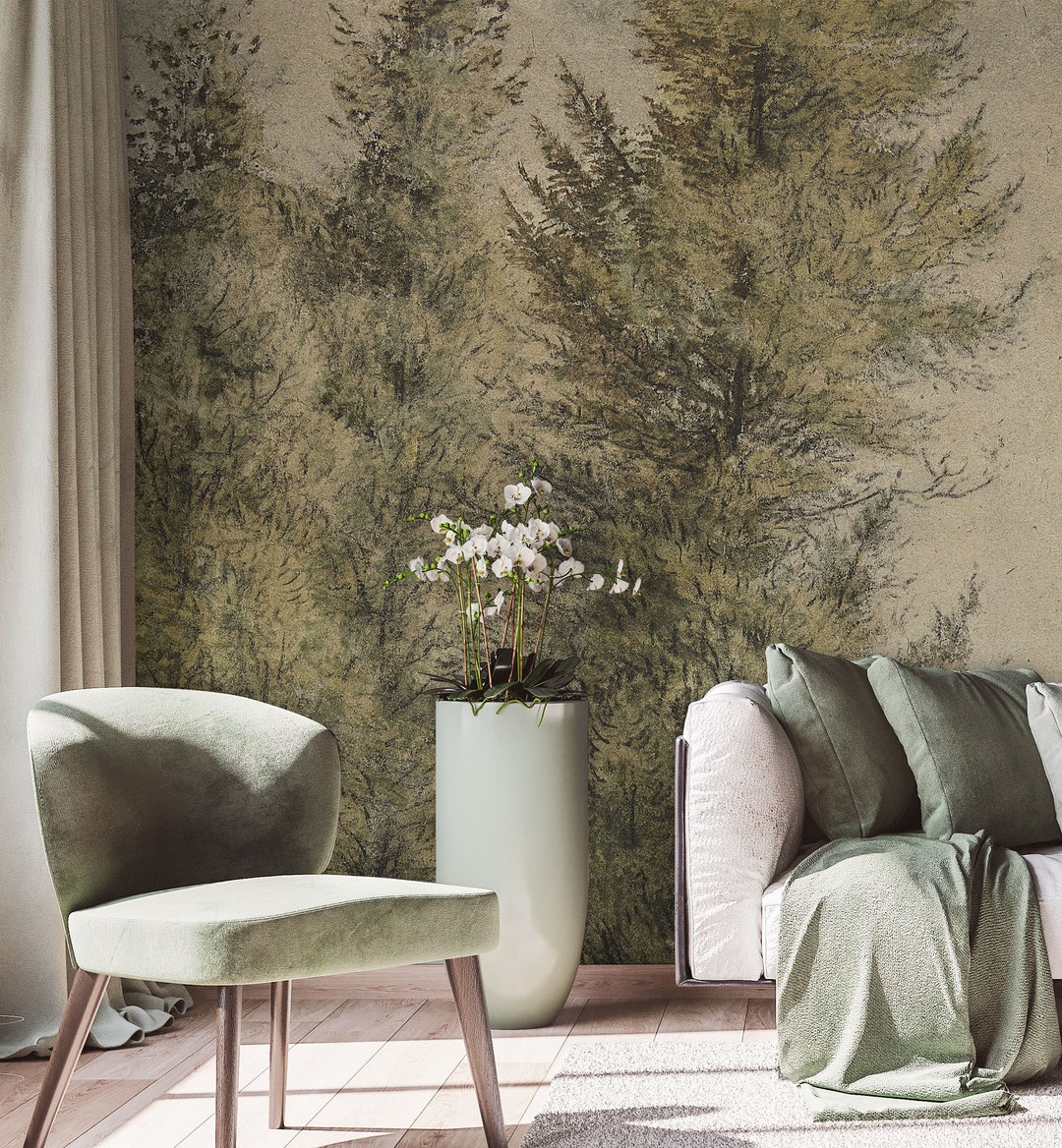 Vintage Tree Wallpaper, Wall Mural, Scenic Wallpaper Peel and Stick