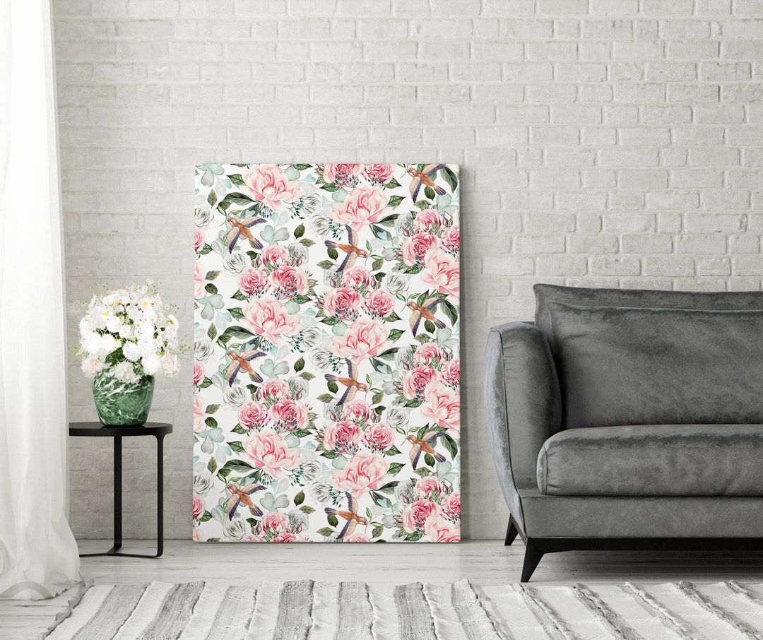 Watercolor Pink Roses Canvas Print, Botanical Wall Decor (FOR SELF ...