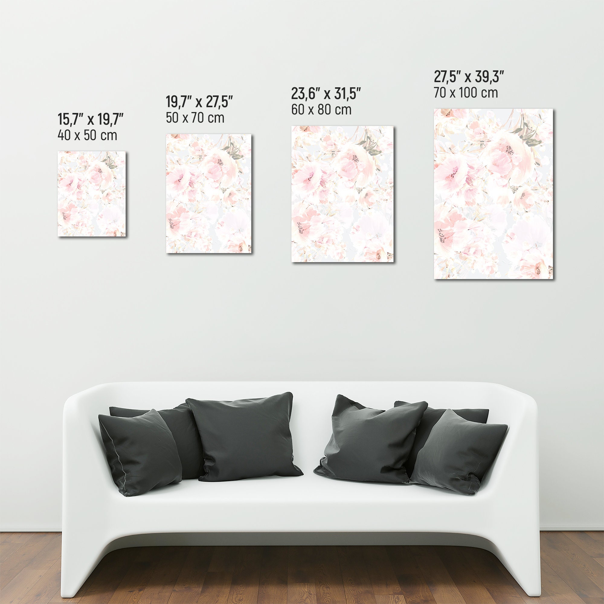 Pastel Pink Watercolor Flowers Canvas Print Botanical Print - Etsy