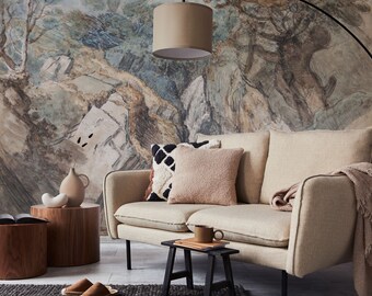 Tapeta z górskim krajobrazem, abstrakcyjny obraz ścienny, samoprzylepna lub winylowa