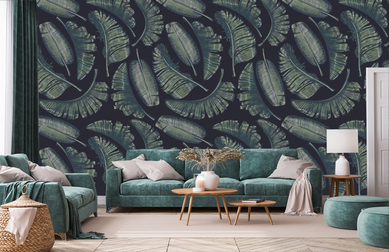 Banana Leaf Wallpaper, Tropical Peel and Stick Wall Mural - Etsy Australia